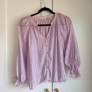 Ramy Brook Lilac Blouse with Ruffle Sleeves | S